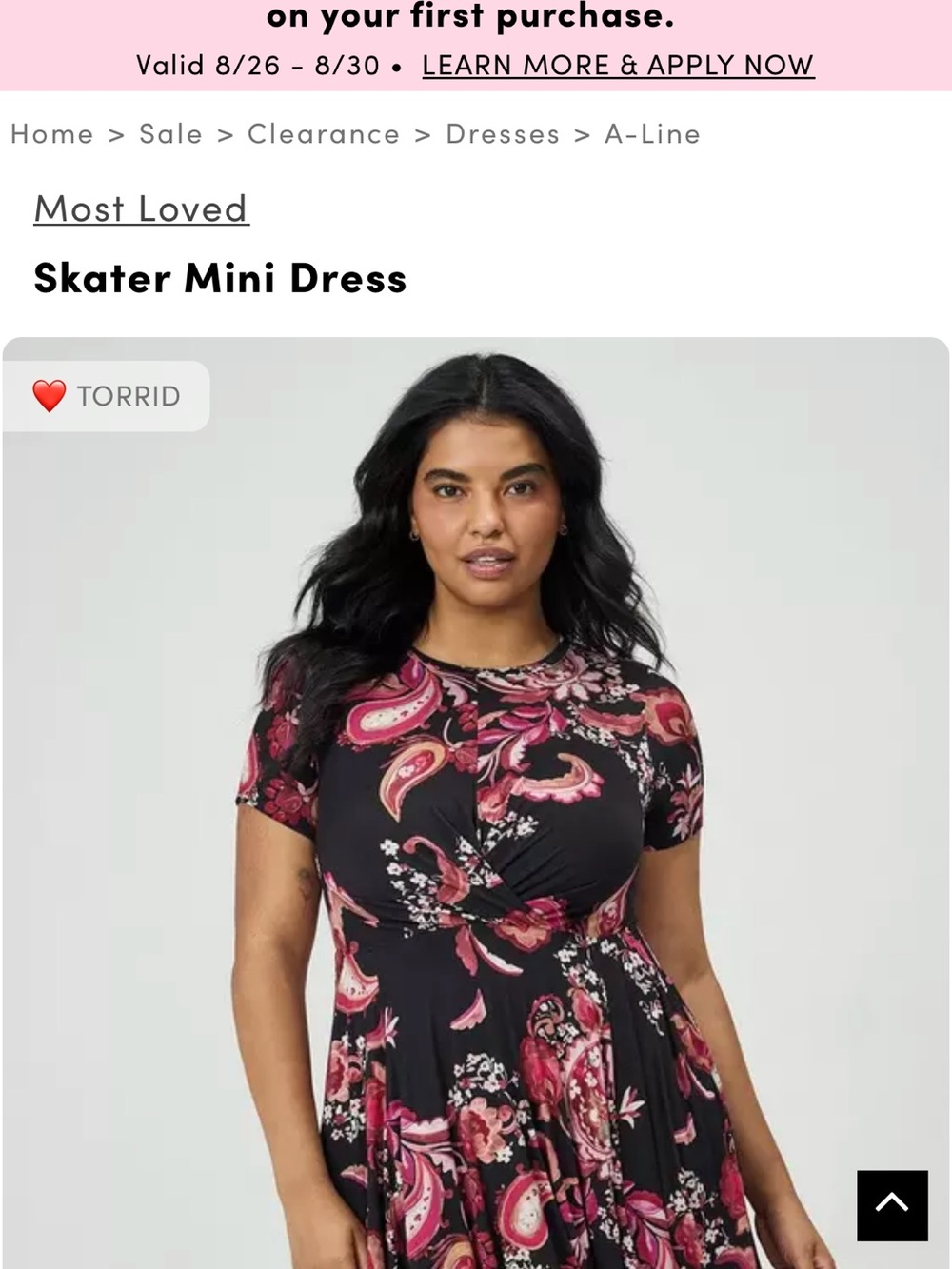 torrid Black and Pink Paisley Skater Mini Dress